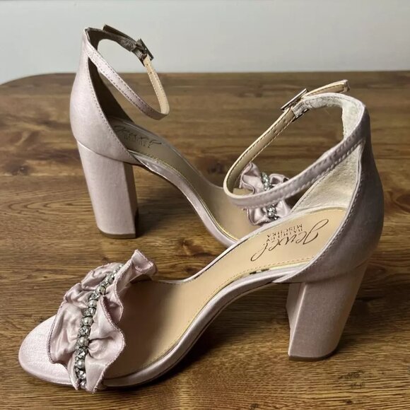 Brand New - Badgley Mischka Womens Deva Ruffle High Block Heel - Pastel Pink - 5 - Picture 7 of 7